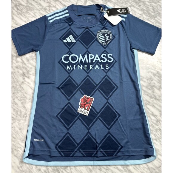 Adidas MLS Sporting Kansas City SC 2024 Soccer Jersey Women's Small futbol NEW - Picture 1 of 9